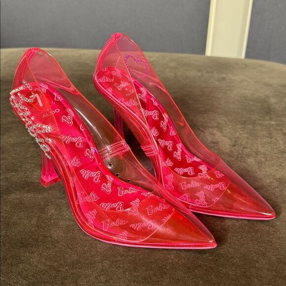 Barbie x ALDO Barbiestessy Collection Pink Translucent Pointed Toe Pumps 9 NEW - Picture 8 of 16